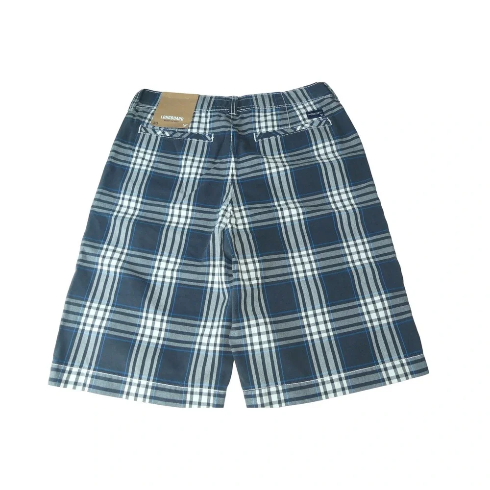 American Eagle Longboard Plaid Shorts Mens 30‎ Blue Below Knee Skater Retro Y2K